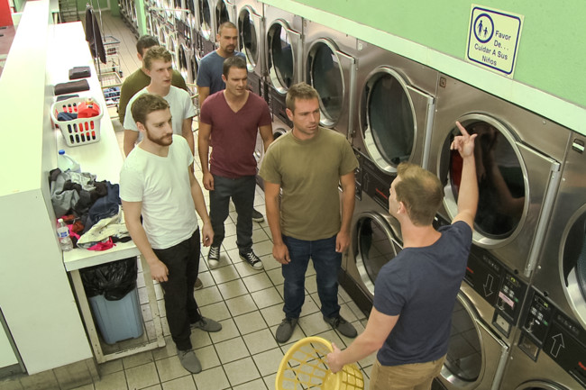 Bound in Public - Adam Herst - Jayden Ellis - Hayden Richards - Rude punk gets gangbanged and shoved in the dryer at the laundromat #2