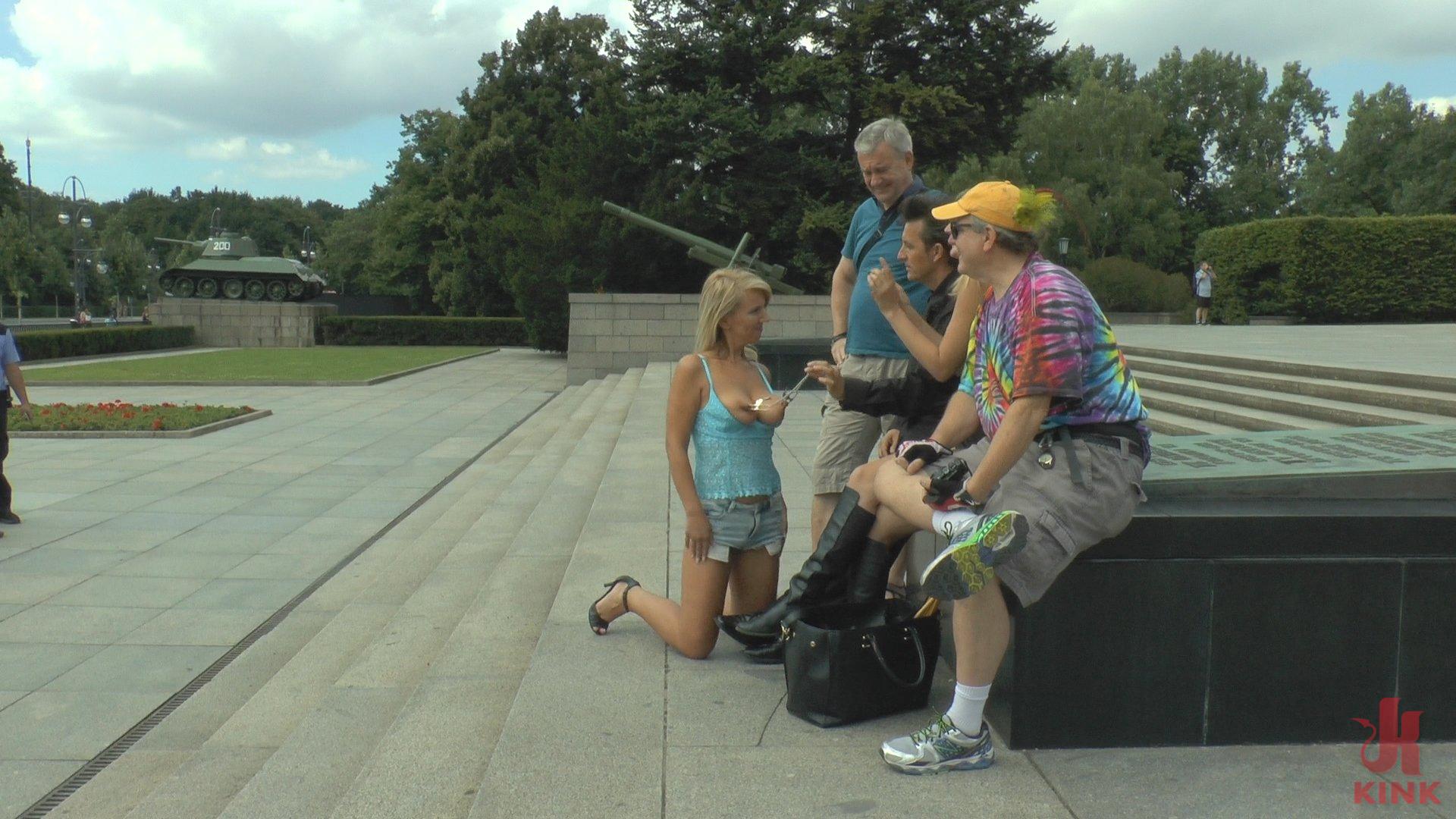 Lusty blonde ass bitch disgraced for berlin tourists Busty