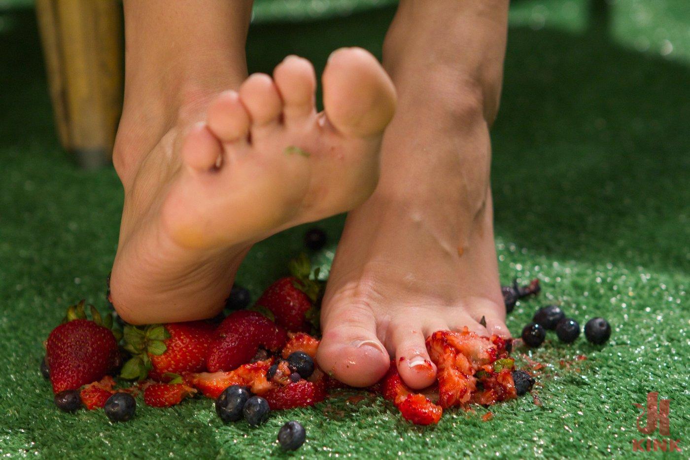 Foot Food Porn - Lesbian Strawberry Foot Food Crushing!