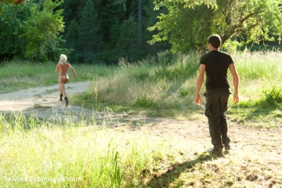 Photo number 6 from Captured in the Woods: A Featured Presentation: Two Beautiful Blondes Brutally Fucked in the Wild shot for Sex And Submission on Kink.com. Featuring James Deen, Penny Pax and Anikka Albrite in hardcore BDSM & Fetish porn.