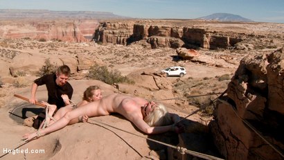 Photo number 9 from FEATURE SHOOT : WET ROCK CANYON shot for Hogtied on Kink.com. Featuring Danny Wylde, Penny Pax and Cherry Torn in hardcore BDSM & Fetish porn.