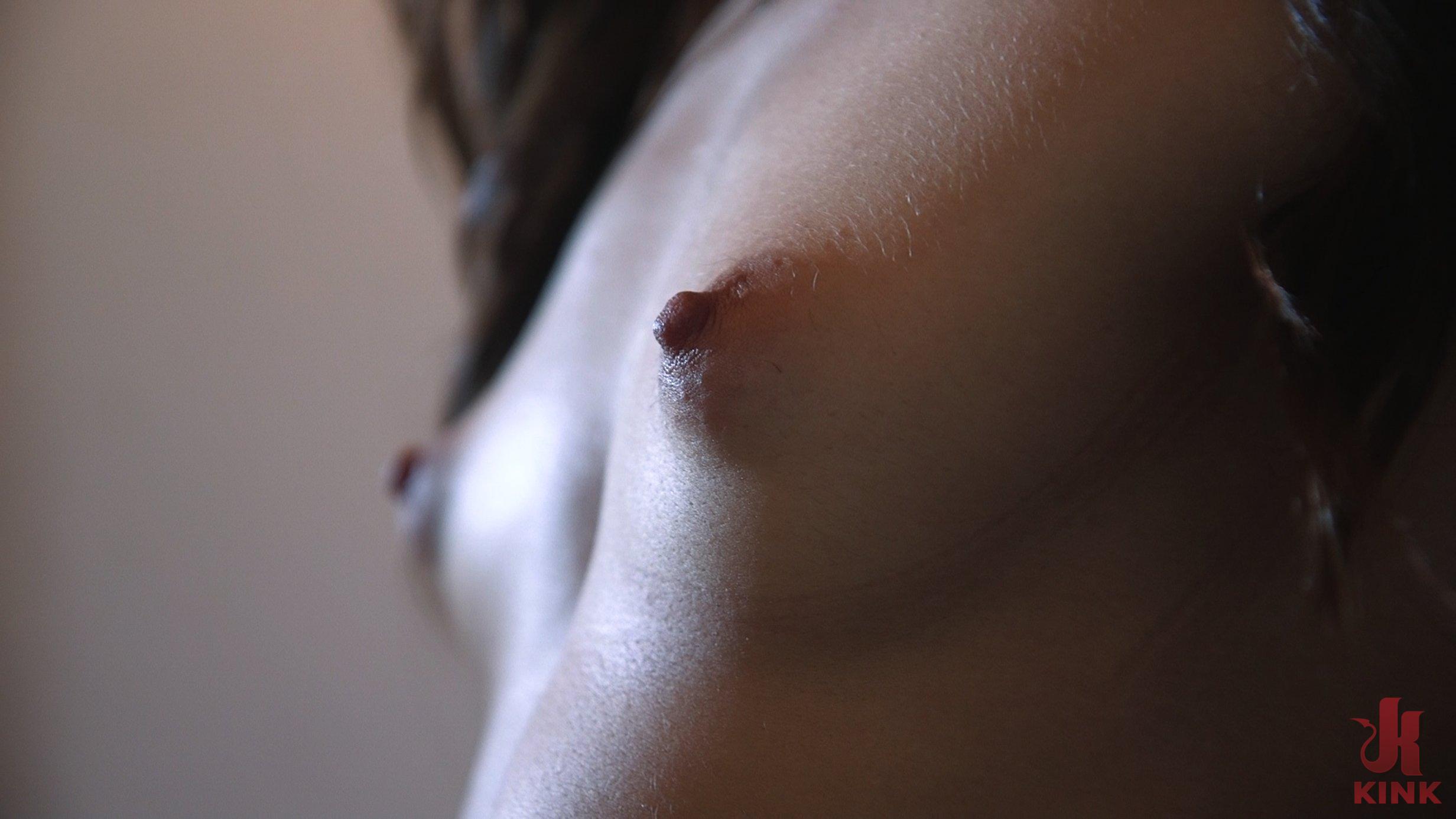 Avi Love, nude in bondage, endures nipple torture, anal sex, submission and face fucking in I Love My Double A's!, directed by James Mogul.