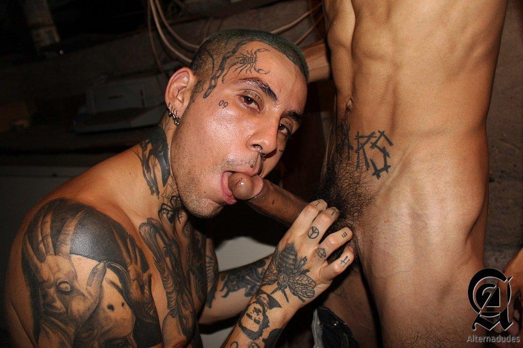 Tatted Punk Sucks a Monster Cock