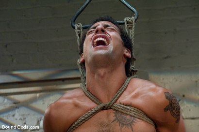 Photo number 8 from The Slaughterhouse: Part One  The Head Butcher shot for Bound Gods on Kink.com. Featuring Nick Moretti, DJ and Christian Wilde in hardcore BDSM & Fetish porn.
